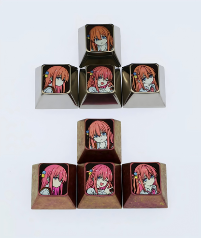 Bocchi The Rock!， Gotoh Hitori directional key set, titanium alloy personalized keycaps, keyboard decorative keycaps