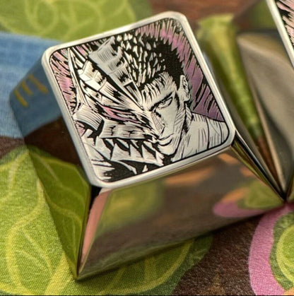 Berserk titanium alloy carved personalized keycaps, 1U/1.25U mechanical keyboard decorative keycaps.