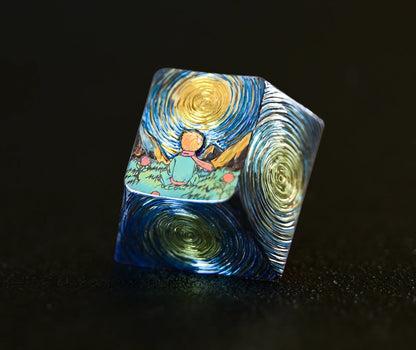 Le Petit Prince， Hand carved titanium alloy starry sky texture, personalized keycaps, metal decorative keycaps.