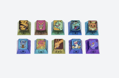 Pok é mon Titanium Alloy Carving Keycaps 1U Personalized Keycaps, Metal Decorative Keycaps, Anime Metal Art Keycaps