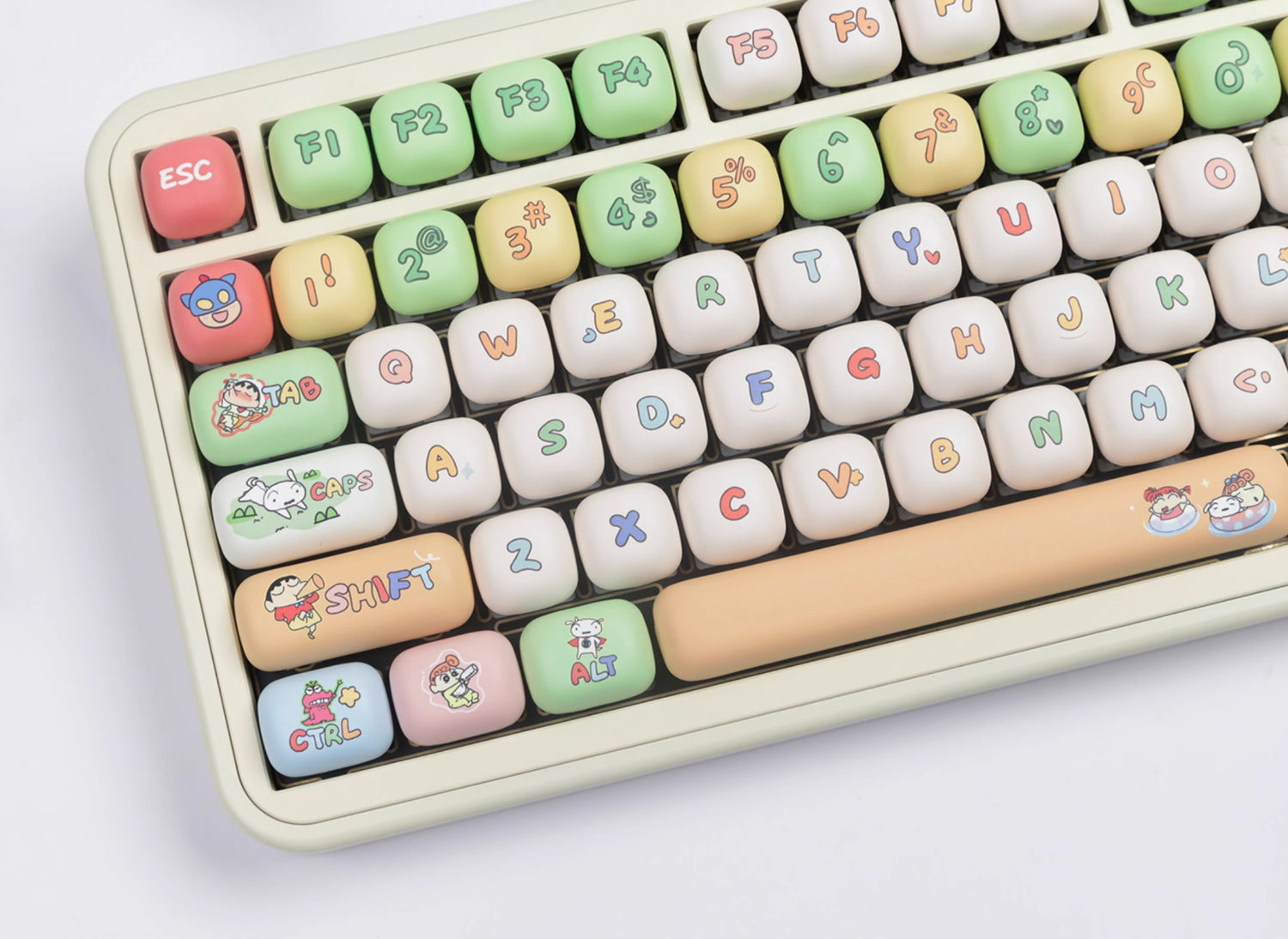 Crayon Shin chan keycaps MOG, MOA round height white cute MAC sublimation keycaps