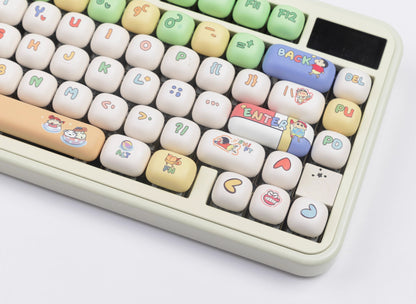 Crayon Shin chan keycaps MOG, MOA round height white cute MAC sublimation keycaps