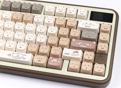 Coffee Cat Keycaps Cat shaped Keycaps Cute Heat Sublimation Personalized Set Keycaps