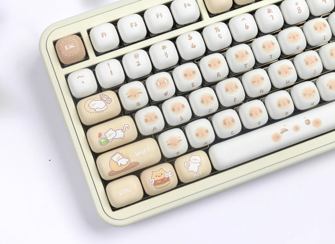 Round cat expression keycap MOG round height keycap cute heat sublimation personality set keycap