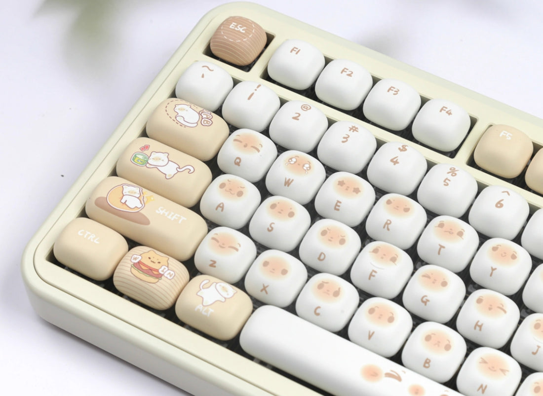 Round cat expression keycap MOG round height keycap cute heat sublimation personality set keycap