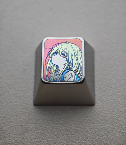 1U titanium alloy personalized keycaps, anime metal keycaps, keyboard decorative keycaps.