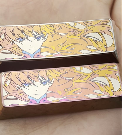 EVA, 2.25U (Ayanami Rei) 2.75U (Asuka) titanium alloy personalized keycaps, anime metal keycaps, keyboard decorative keycaps.