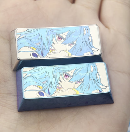 EVA, 2.25U (Ayanami Rei) 2.75U (Asuka) titanium alloy personalized keycaps, anime metal keycaps, keyboard decorative keycaps.
