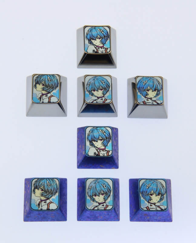EVA，AyanamiRei， Titanium alloy directional key combination set, metal personalized keycaps for anime and game characters