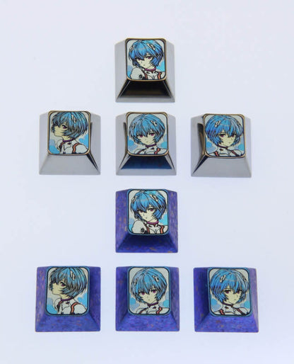 EVA，AyanamiRei， Titanium alloy directional key combination set, metal personalized keycaps for anime and game characters