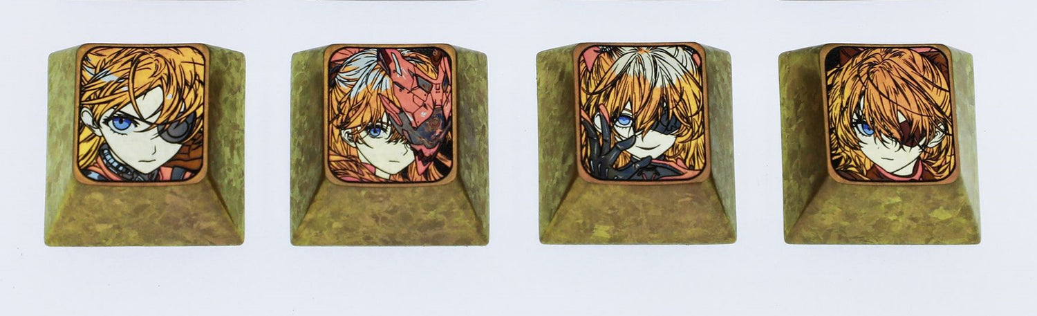EVA,  Asuka eye mask, 1U titanium alloy personalized keycap, Directional key set，metal carved anime character decoration keycap