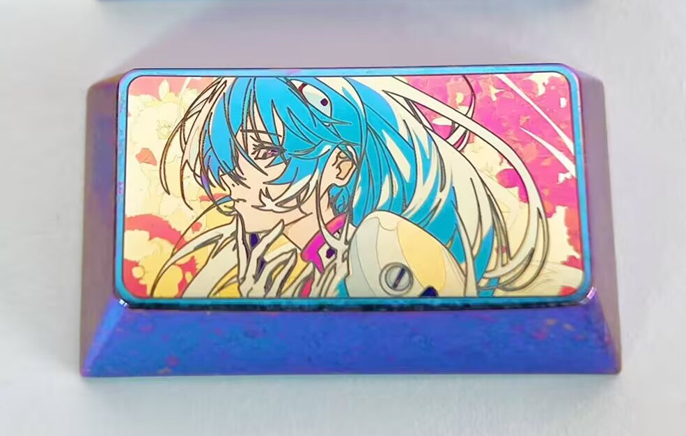 Ayanami Rei, 1.75U caps color titanium alloy carved keycaps, personalized keycaps, keyboard decorative keycaps