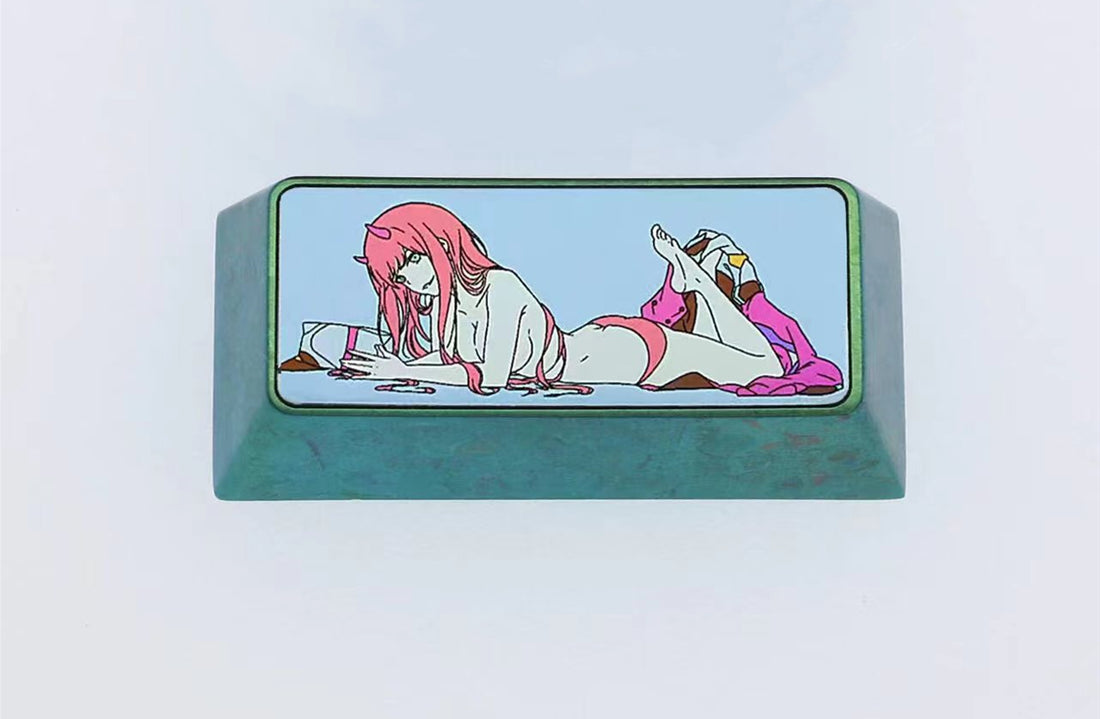 DARLING in the FRANXX 02，2U/2.25U, Colorful titanium alloy carved personalized keycaps