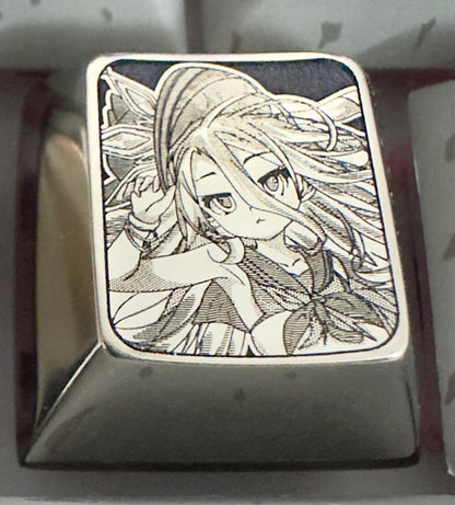 NO GAME NO LIFE， Titanium alloy carved metal personalized keycaps, mechanical keyboard decorative keycaps