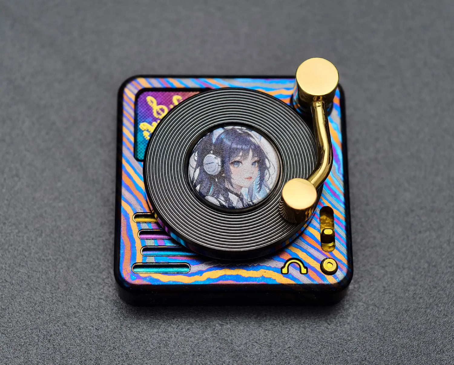 4U personalized keycaps for record players, Timascus‌，titanium alloy decorative keycaps, artistic custom keycaps