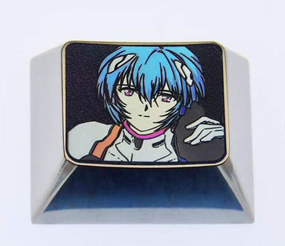 EVA, Ayanami Rei 1.25U titanium alloy personalized keycaps, metal peripheral decorative keycaps for anime characters