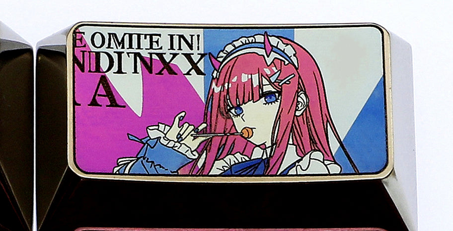 DARLING in the FRANXX, 02, 1U+1.75U titanium alloy personalized keycaps, keyboard decorative keycaps.