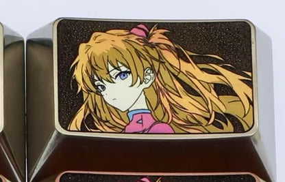 Asuka, two 1.5U titanium alloy personalized keycaps, mechanical keyboard metal decorative keycaps