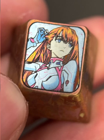 EVA， Asuka, 1U secondary creation titanium alloy personalized keycaps, mechanical keyboard keycaps around anime and game characters