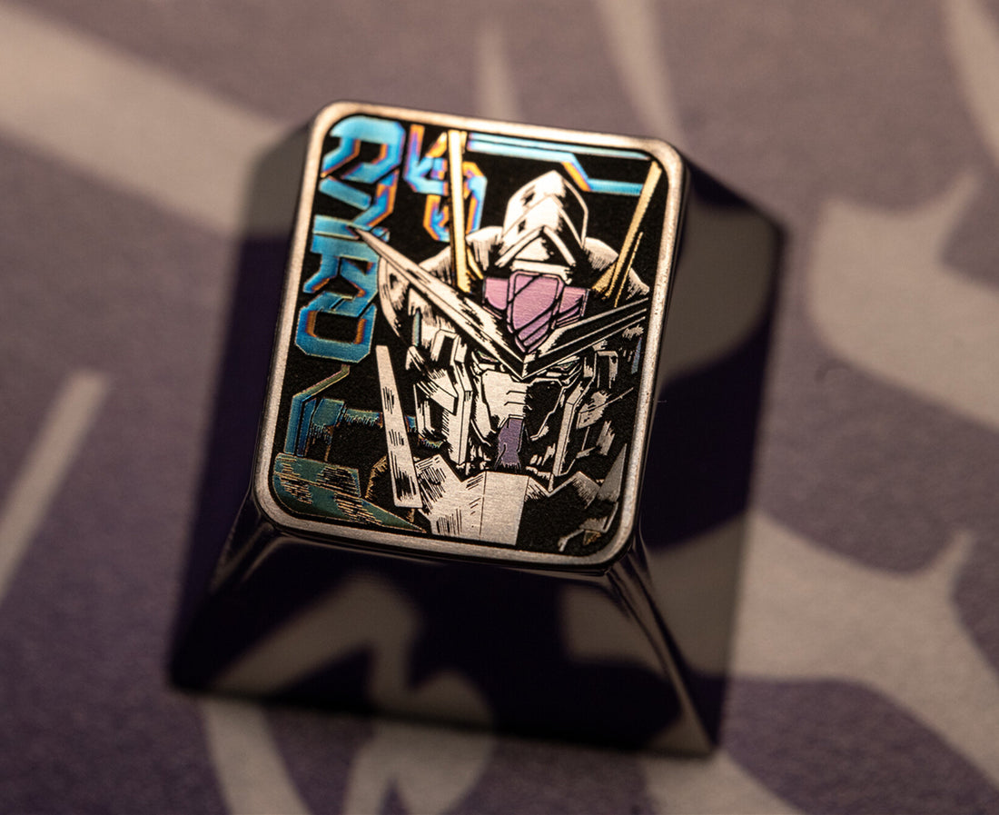 GUNDAM00， Titanium alloy carved keycaps, metal personalized keycaps, keyboard decorative keycaps