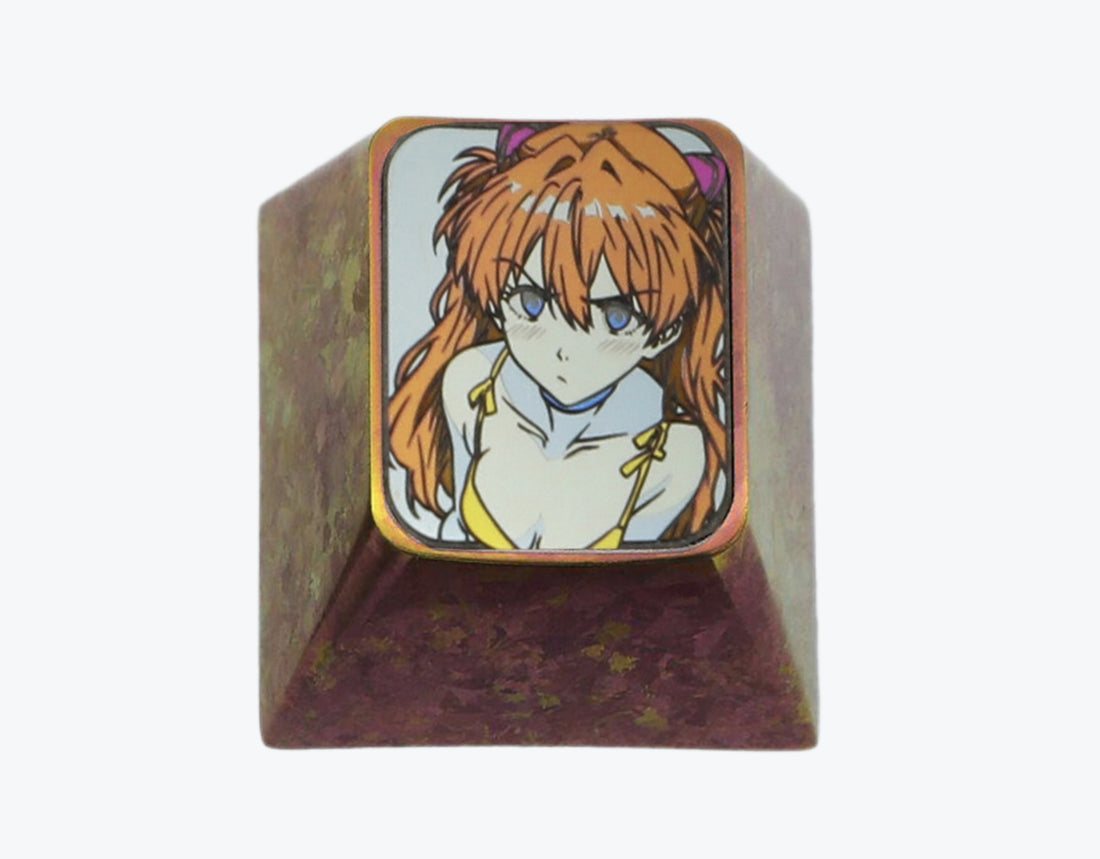 Angry Asuka, EVA, color titanium alloy 1U, mechanical keyboard decorative keycaps.