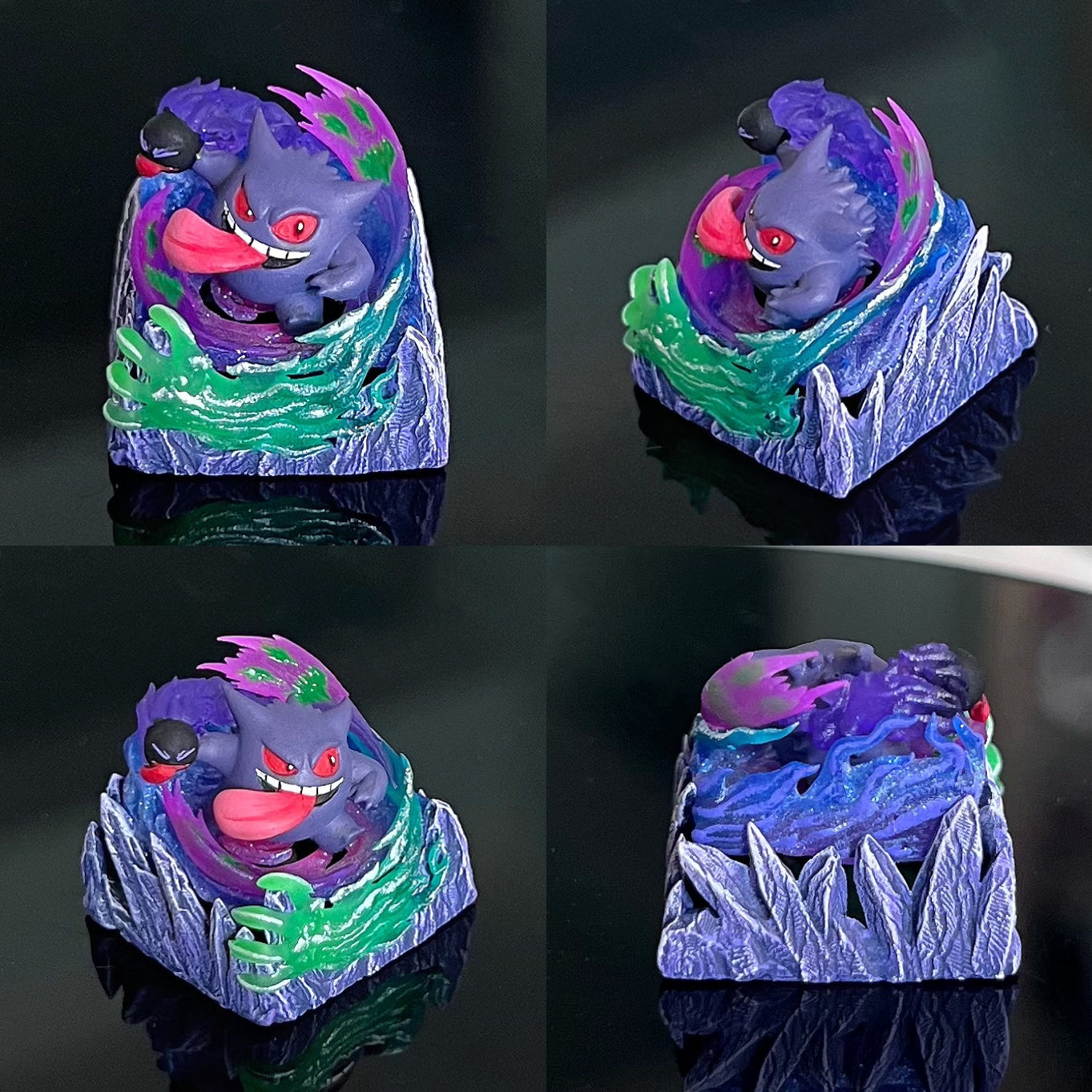 gengar， Three colors, 13 styles, Crystal drops of glue personalized keycaps, game anime art keycaps, decorative keycaps