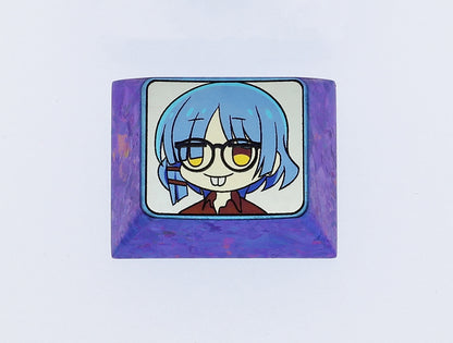 Bocchi The Rock! Yamada Ryo, 1.25U titanium alloy carved personalized keycaps, mechanical keyboard decorative keycaps.