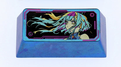 Cyberpunk, Lucy, 2.25U/2U titanium alloy personalized keycaps, mechanical keyboard decorative metal keycaps