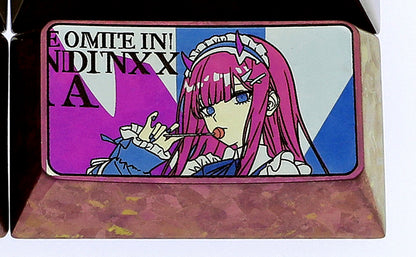 DARLING in the FRANXX, 02, 1U+1.75U titanium alloy personalized keycaps, keyboard decorative keycaps.