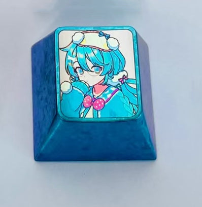Miku titanium alloy 1U color titanium alloy carved keycaps, mechanical keyboard decorative keycaps, personalized keycaps