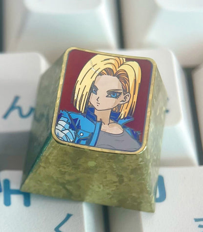 DRAGON BALL, Bulma, Android 18, 1U titanium alloy personalized keycaps, metal anime keycaps