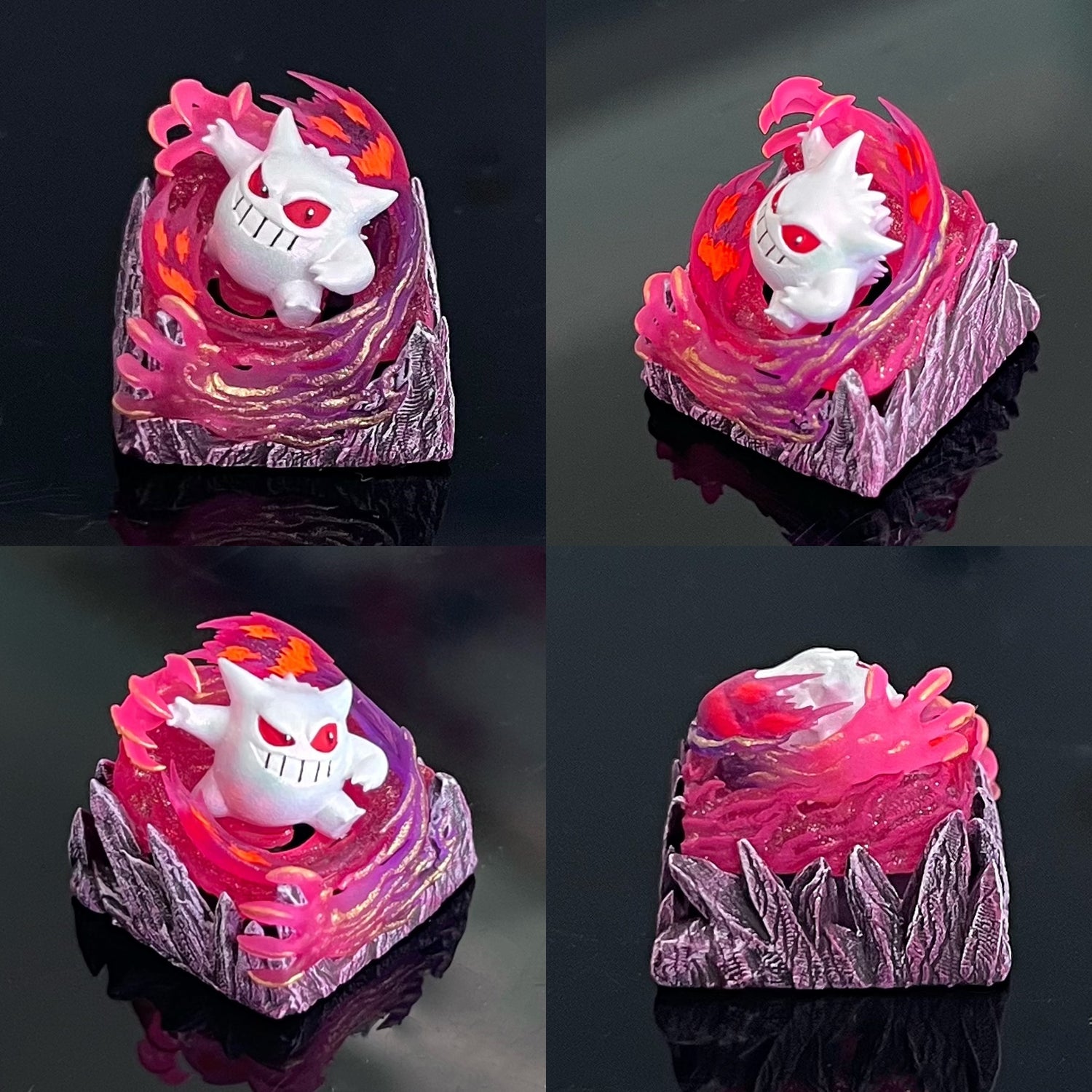gengar， Three colors, 13 styles, Crystal drops of glue personalized keycaps, game anime art keycaps, decorative keycaps