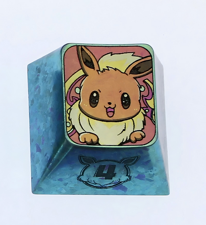 Pok é mon Titanium Alloy Carving Keycaps 1U Personalized Keycaps, Metal Decorative Keycaps, Anime Metal Art Keycaps