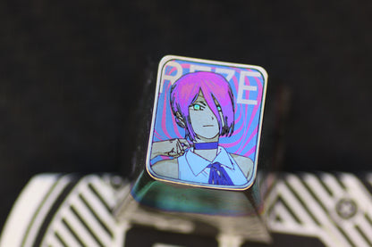 Chainsaw Man， Protagonist group 1U titanium alloy carved personalized keycaps, metal decorative keycaps, anime art keycaps