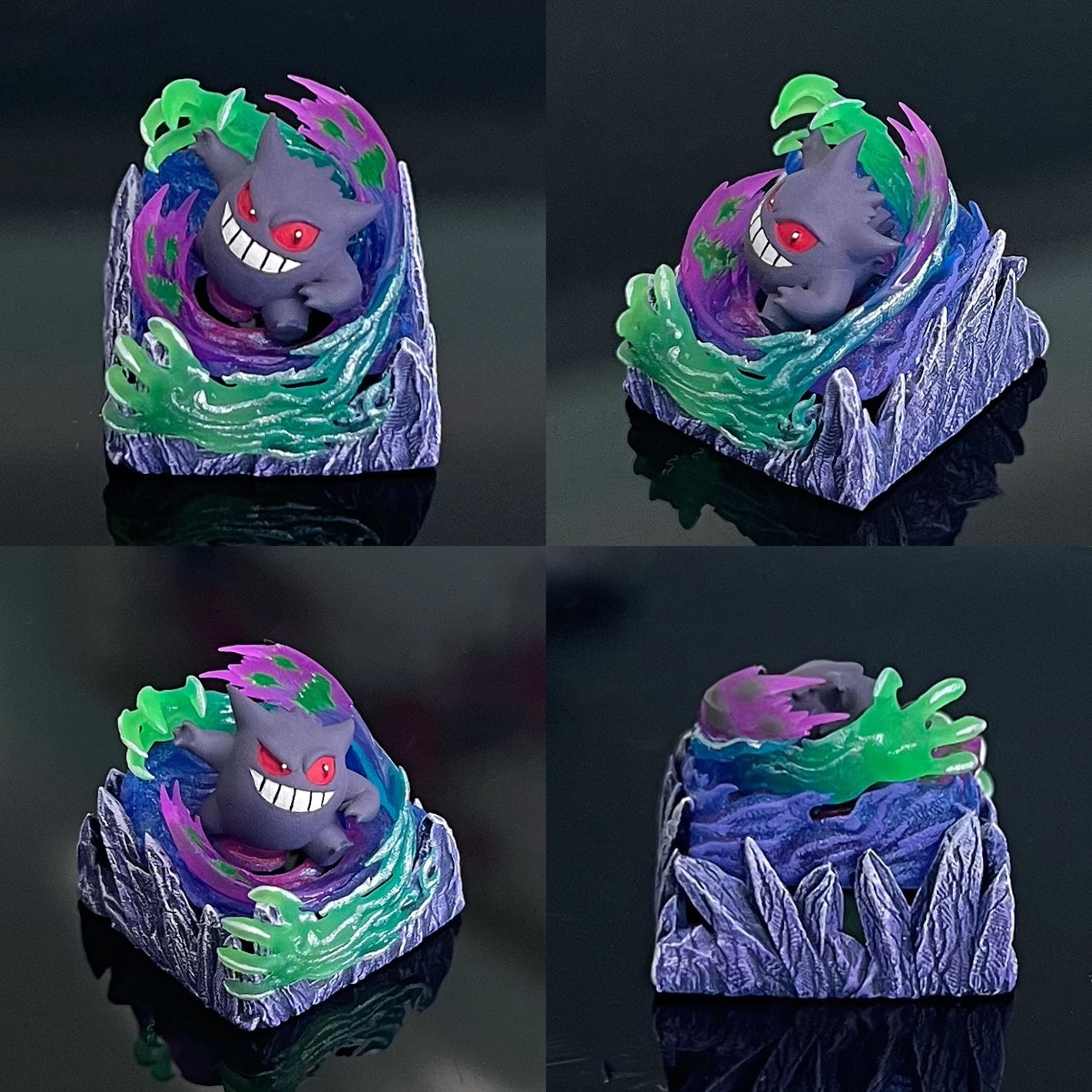 gengar， Three colors, 13 styles, Crystal drops of glue personalized keycaps, game anime art keycaps, decorative keycaps