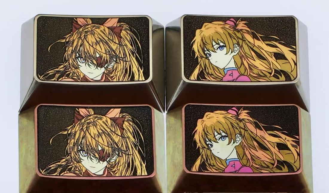Asuka, two 1.5U titanium alloy personalized keycaps, mechanical keyboard metal decorative keycaps