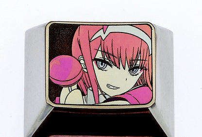 DARLING in the FRANXX, 1.25U titanium alloy personalized keycaps, anime character decorative keycaps, metal art keycaps