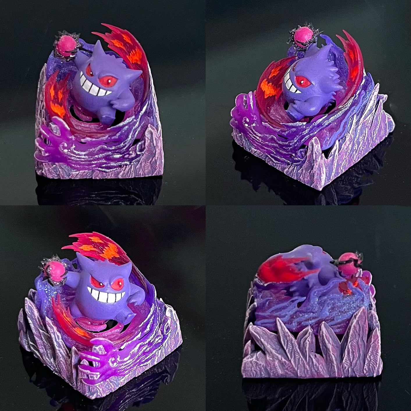 gengar， Three colors, 13 styles, Crystal drops of glue personalized keycaps, game anime art keycaps, decorative keycaps