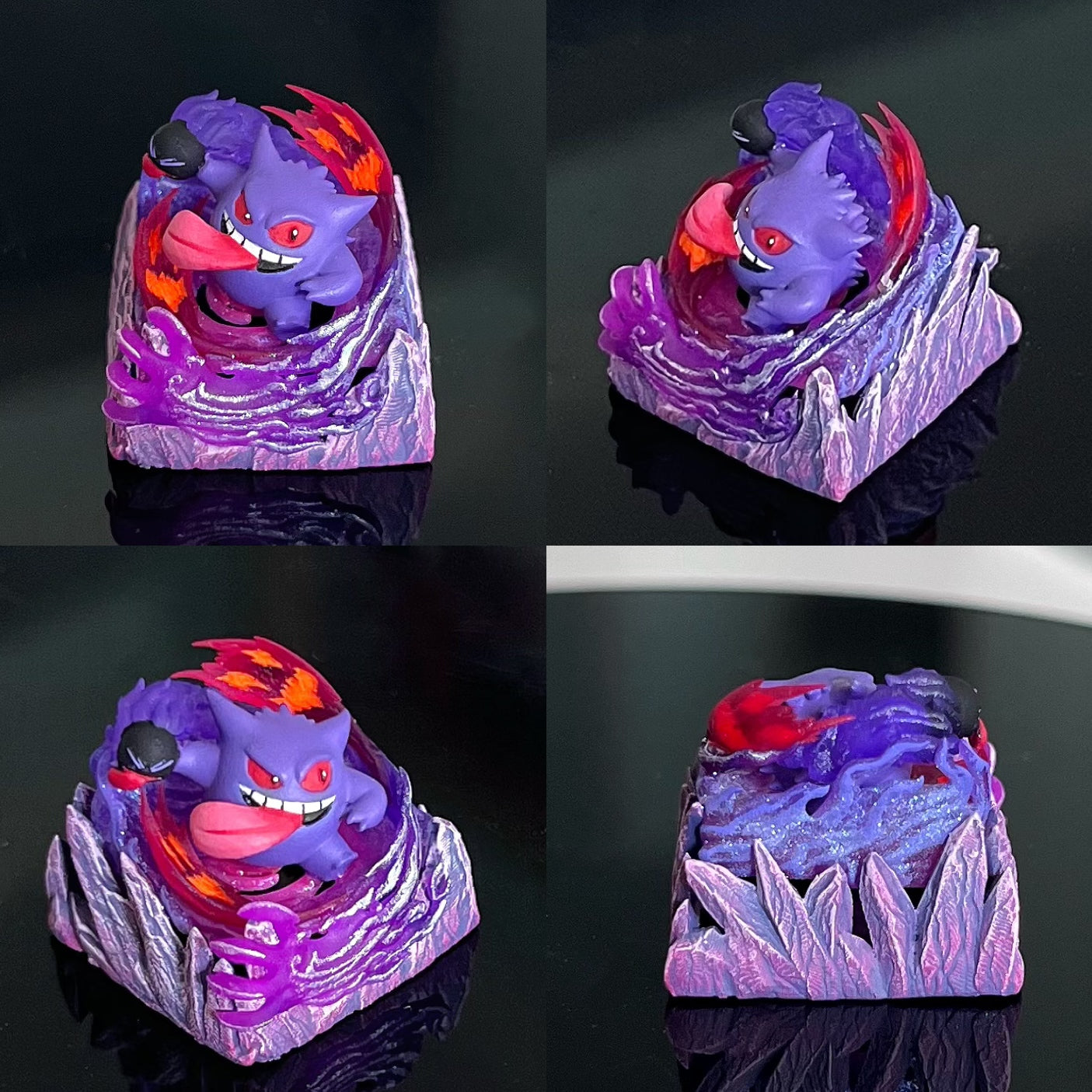 gengar， Three colors, 13 styles, Crystal drops of glue personalized keycaps, game anime art keycaps, decorative keycaps