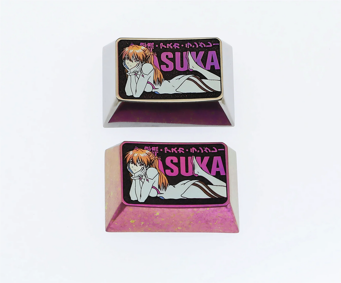 Asuka Langley Soryu，EVA, Titanium alloy color carved keycaps. Mechanical keyboard decorative keycaps