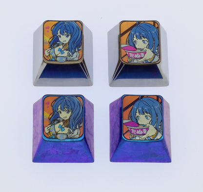 too many losing heroines!， 1U titanium alloy personalized keycap, metal decorative keycap
