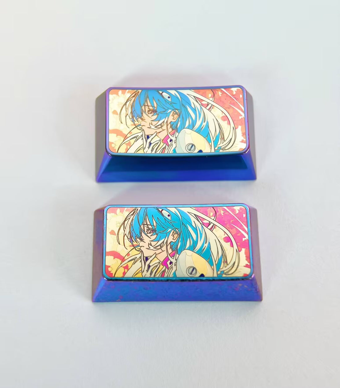 Ayanami Rei, 1.75U caps color titanium alloy carved keycaps, personalized keycaps, keyboard decorative keycaps