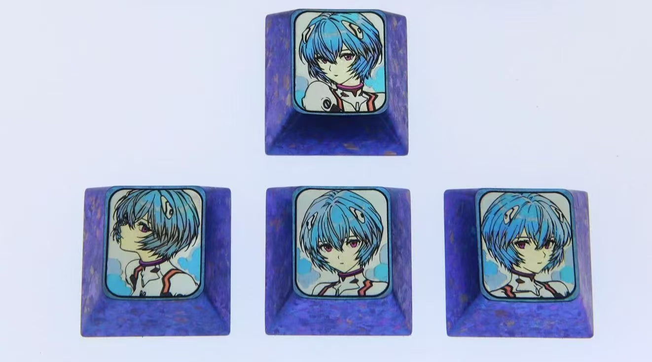 EVA，AyanamiRei， Titanium alloy directional key combination set, metal personalized keycaps for anime and game characters
