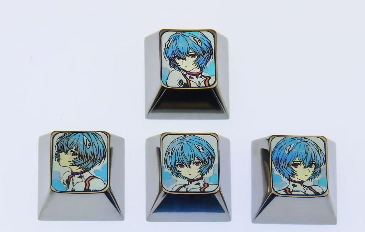 EVA，AyanamiRei， Titanium alloy directional key combination set, metal personalized keycaps for anime and game characters