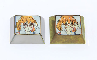Beyond the Boundary，Kuriyama Mirai。 1.25U titanium alloy personalized keycaps, metal keycaps for anime characters.