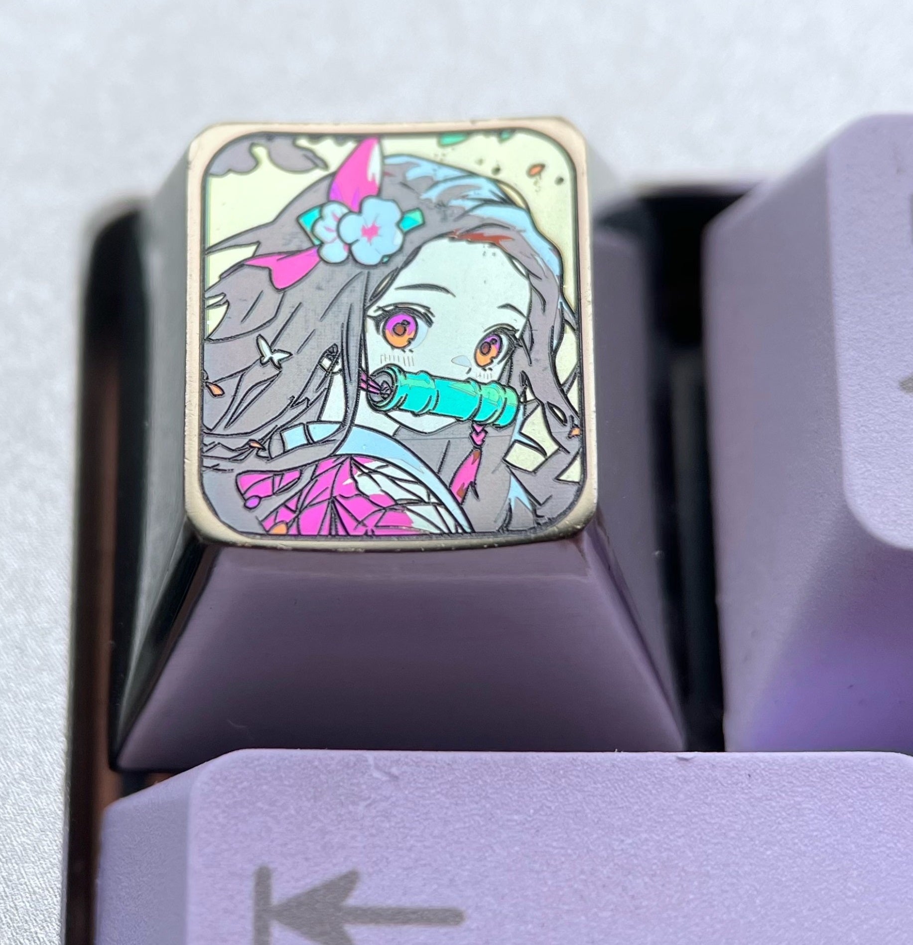 Demon Slayer Blade, Kamado Nezuko, 7-shaped return, 1U (ESC), titanium alloy keycap