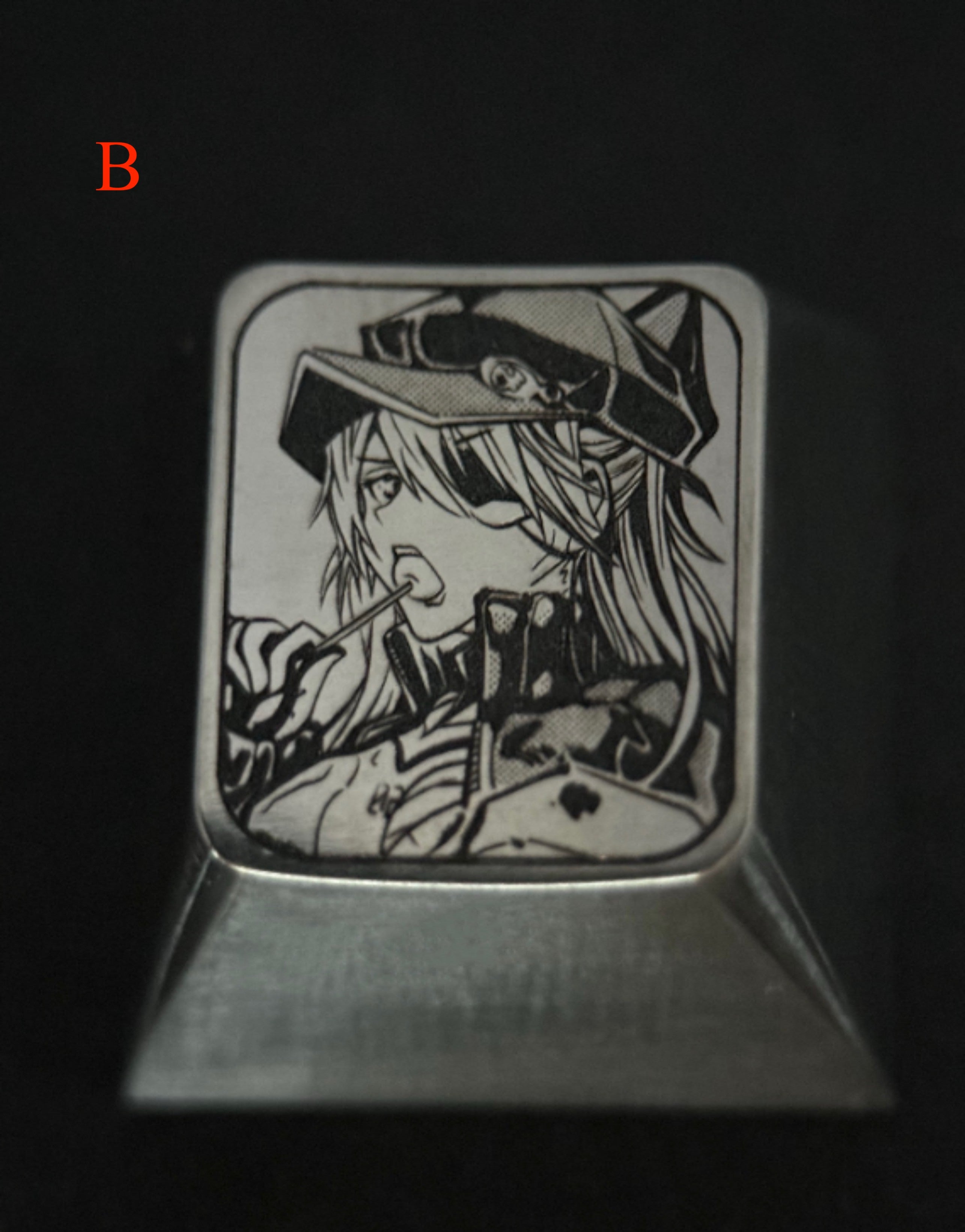 EVA， Asuka, 2 styles, black and white carved titanium alloy 1U personalized keycaps, metal decorative keycaps, anime peripheral keycaps