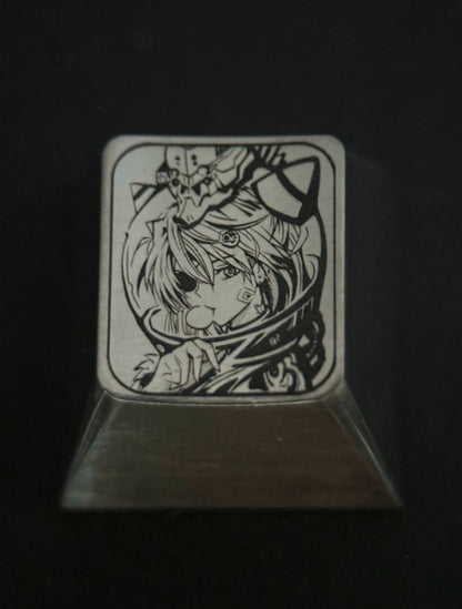 EVA， Asuka, 2 styles, black and white carved titanium alloy 1U personalized keycaps, metal decorative keycaps, anime peripheral keycaps