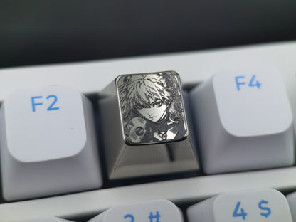 EVA， Titanium alloy black and white carved personalized keycaps, mechanical keyboard decorative keycaps