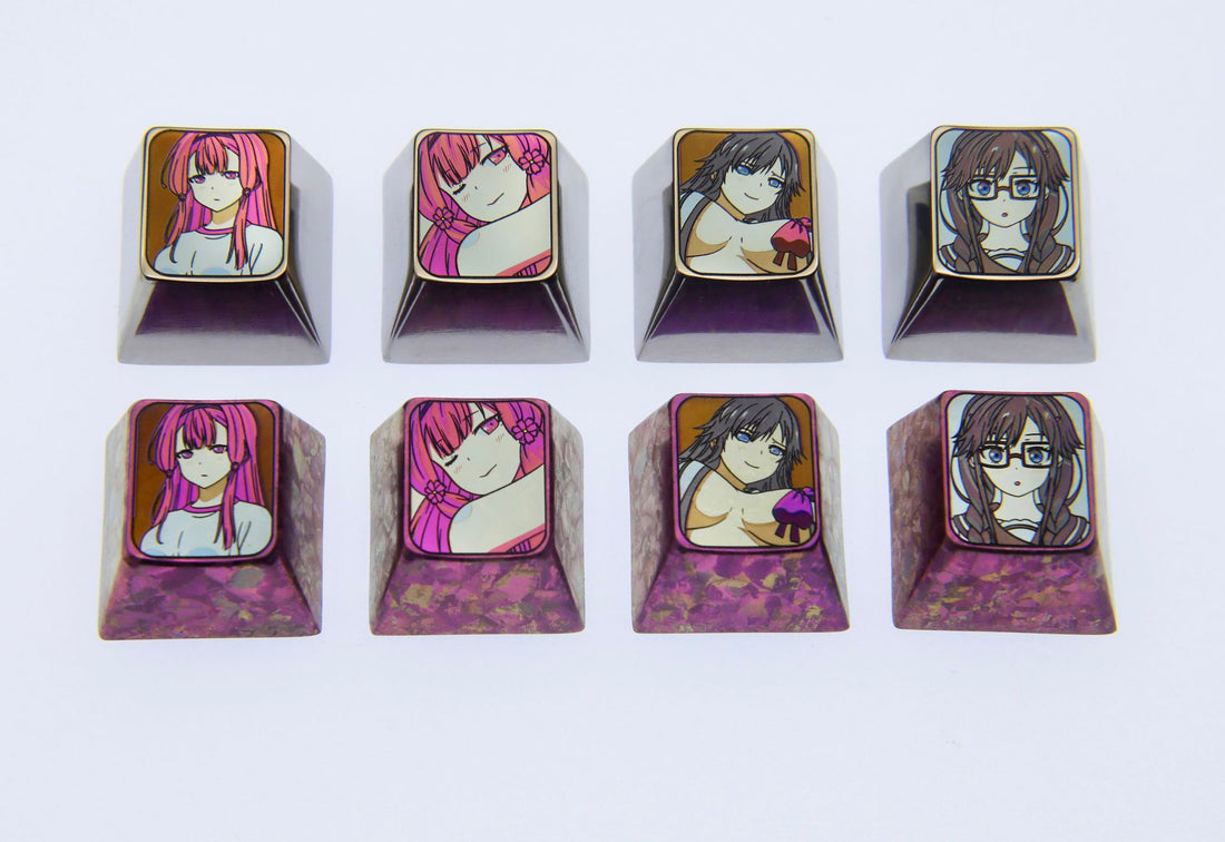 Akino Sakura, Pansy, 1U titanium alloy personalized keycaps, metal keycaps around characters in games, comics, and novels